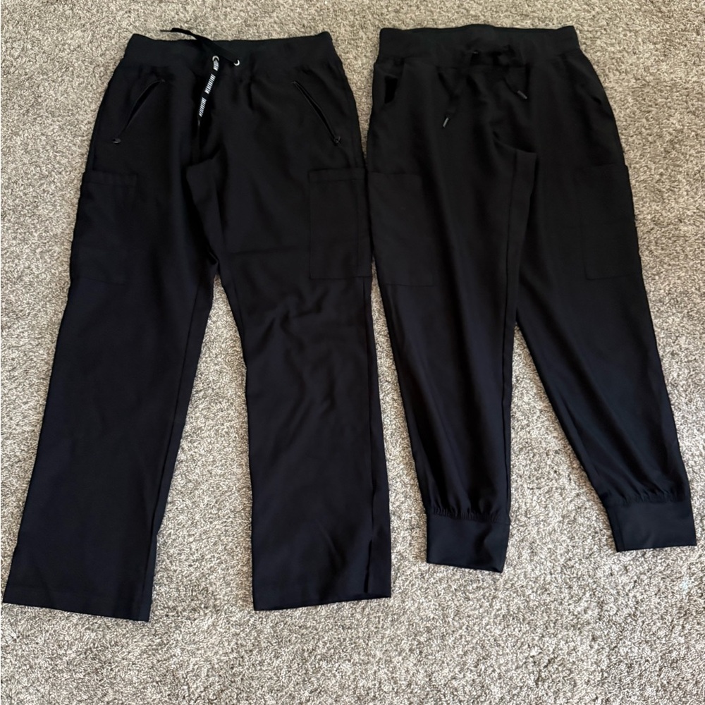 Med Couture Women's Black Scrub Pants Set of 2